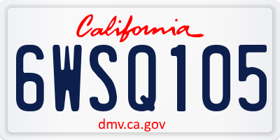 CA license plate 6WSQ105