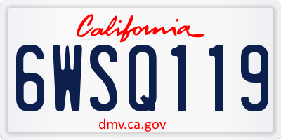 CA license plate 6WSQ119