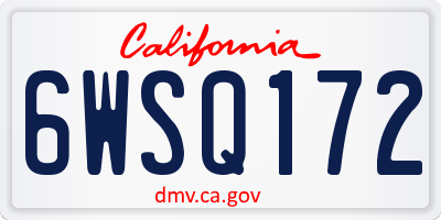 CA license plate 6WSQ172
