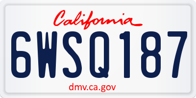 CA license plate 6WSQ187