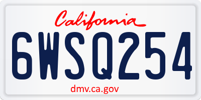 CA license plate 6WSQ254