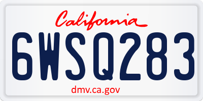 CA license plate 6WSQ283