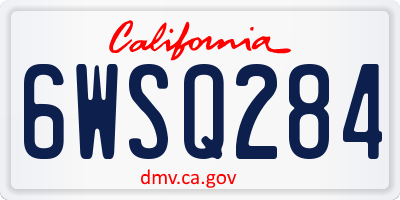 CA license plate 6WSQ284