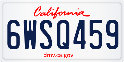 CA license plate 6WSQ459