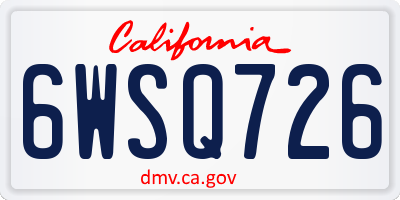 CA license plate 6WSQ726