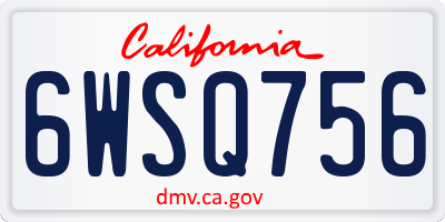 CA license plate 6WSQ756