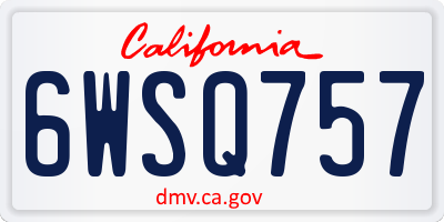 CA license plate 6WSQ757