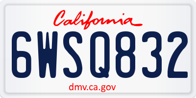 CA license plate 6WSQ832