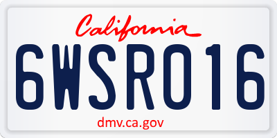 CA license plate 6WSR016