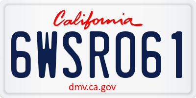 CA license plate 6WSR061
