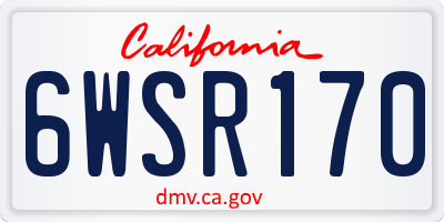 CA license plate 6WSR170