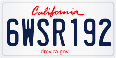 CA license plate 6WSR192