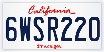 CA license plate 6WSR220