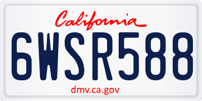 CA license plate 6WSR588