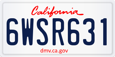 CA license plate 6WSR631