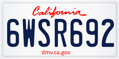 CA license plate 6WSR692