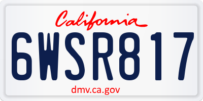 CA license plate 6WSR817