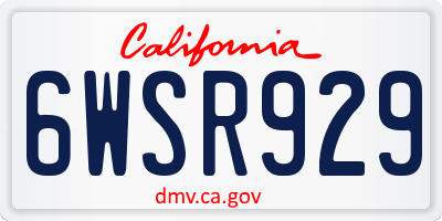 CA license plate 6WSR929