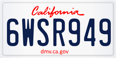 CA license plate 6WSR949