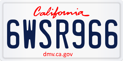 CA license plate 6WSR966
