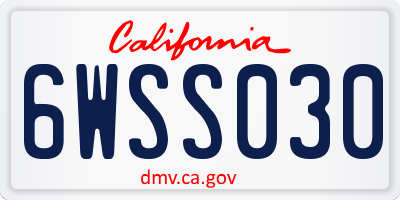 CA license plate 6WSS030