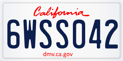 CA license plate 6WSS042