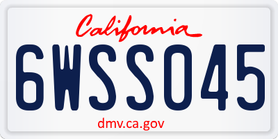 CA license plate 6WSS045