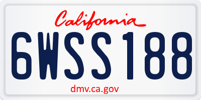 CA license plate 6WSS188