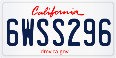 CA license plate 6WSS296