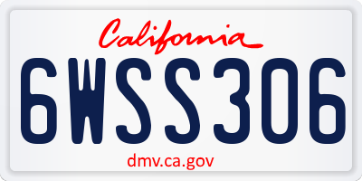 CA license plate 6WSS306