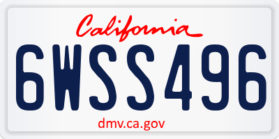 CA license plate 6WSS496