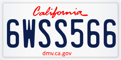 CA license plate 6WSS566