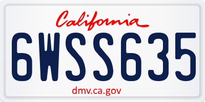 CA license plate 6WSS635