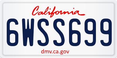 CA license plate 6WSS699