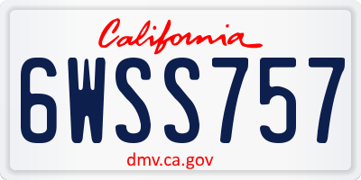 CA license plate 6WSS757