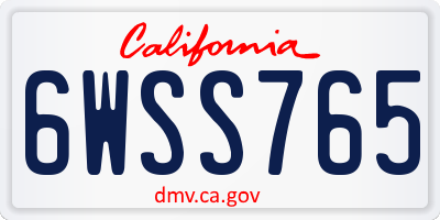 CA license plate 6WSS765