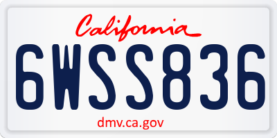CA license plate 6WSS836