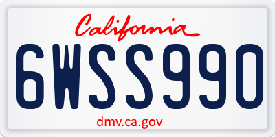 CA license plate 6WSS990