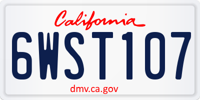 CA license plate 6WST107