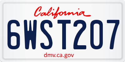 CA license plate 6WST207