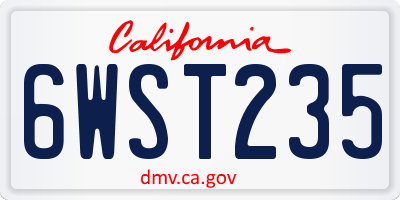 CA license plate 6WST235
