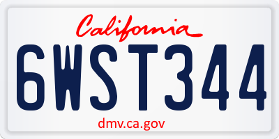 CA license plate 6WST344