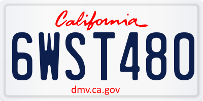 CA license plate 6WST480