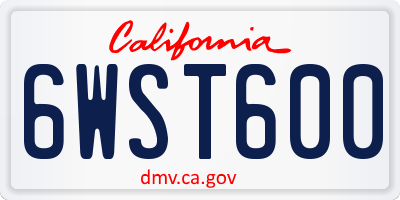 CA license plate 6WST600