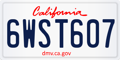 CA license plate 6WST607