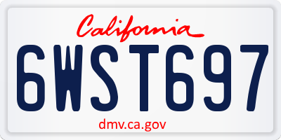 CA license plate 6WST697