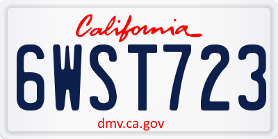 CA license plate 6WST723