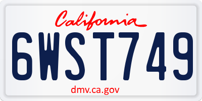 CA license plate 6WST749