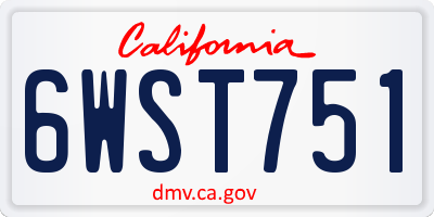 CA license plate 6WST751