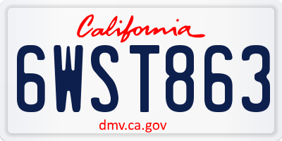 CA license plate 6WST863